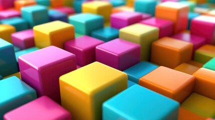 Vibrant Colorful Cubes Abstract Background