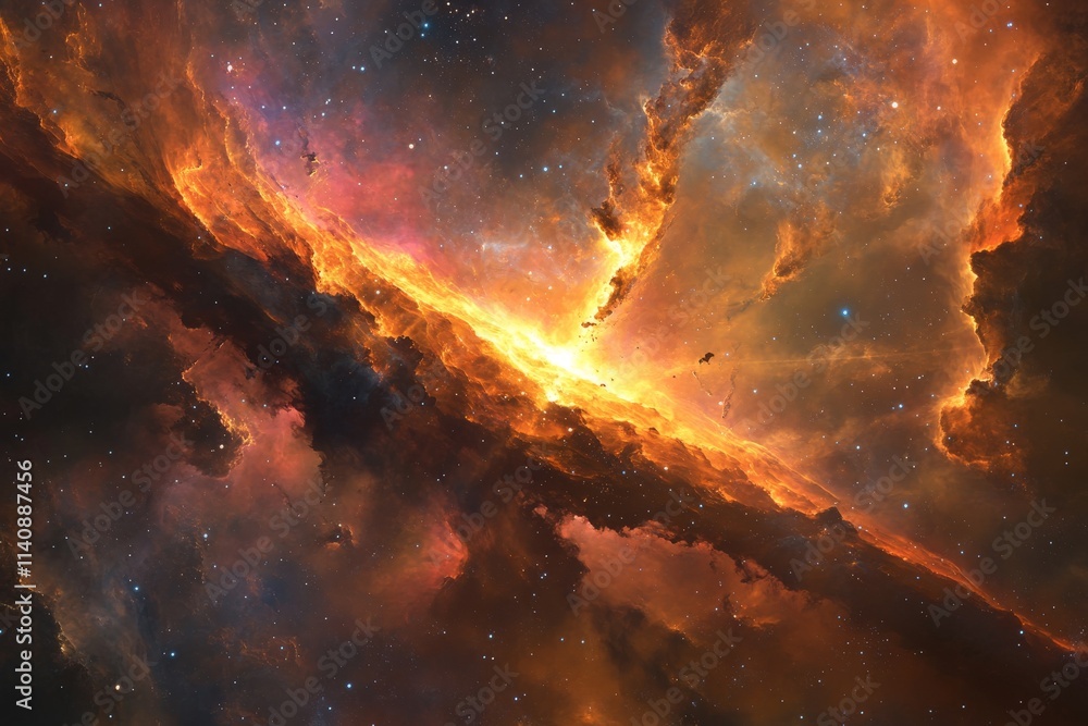 Poster a breathtaking image of a luminous nebula exploding with vibrant colors, showcasing the beauty and c