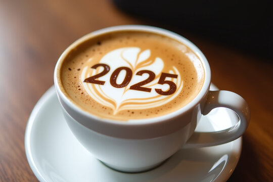 white coffee cups theme number frothy surface