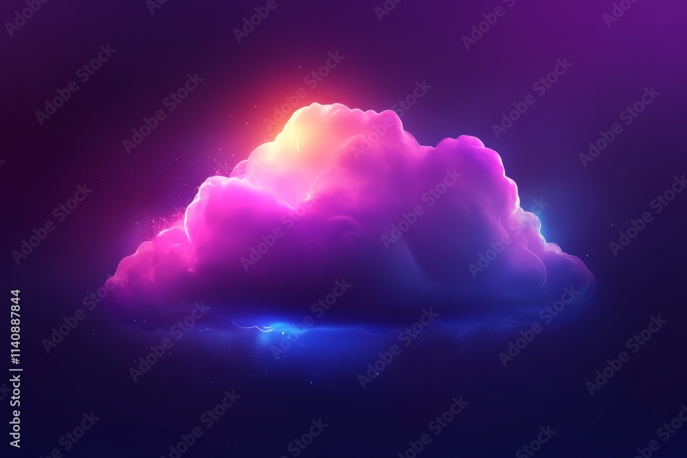 Poster an artistic representation of a soft, colorful cloud that radiates a gentle glow, emphasizing the wh