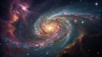 Spiral Galaxy Composition Celestial Swirl of Color and Light, Space Art, Astronomy, Nebula, Cosmic Dust Space, Galaxy