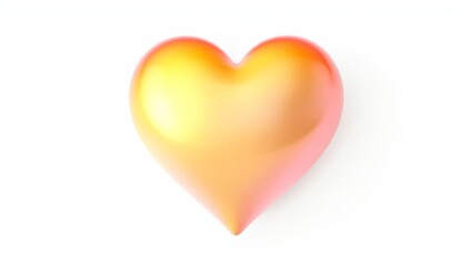 Golden heart representing love and affection on white background