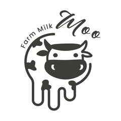 Logo for a dairy farm in black color with a silhouette of a cow