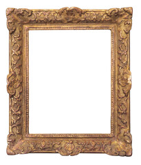 Old vintage golden frame isolated
