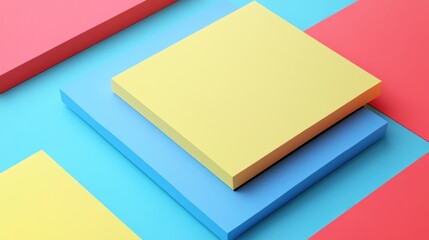 Abstract Colorful Geometric Shapes: A Playful Composition of Pastel Colors