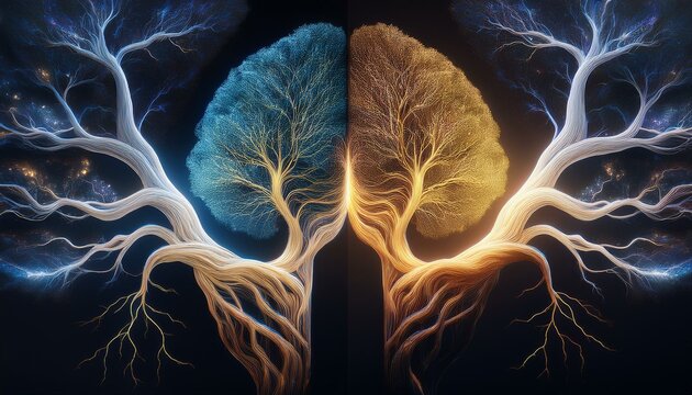 Human, life, dream, mysticism, power of thought, mirror. Images with artificial intelligence software.