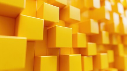 Abstract Yellow Cubes: A 3D Geometric Composition