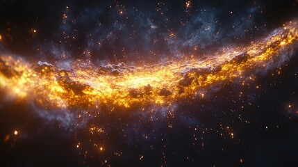 Fototapeta premium Fiery cosmic cloud, glowing embers, dark space.