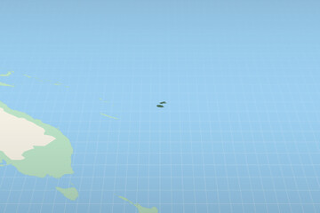 Fiji highlighted on a detailed map, geographic location of Fiji.