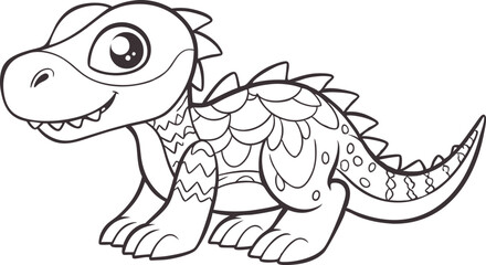 Dinosaur line art vector for coloring book page