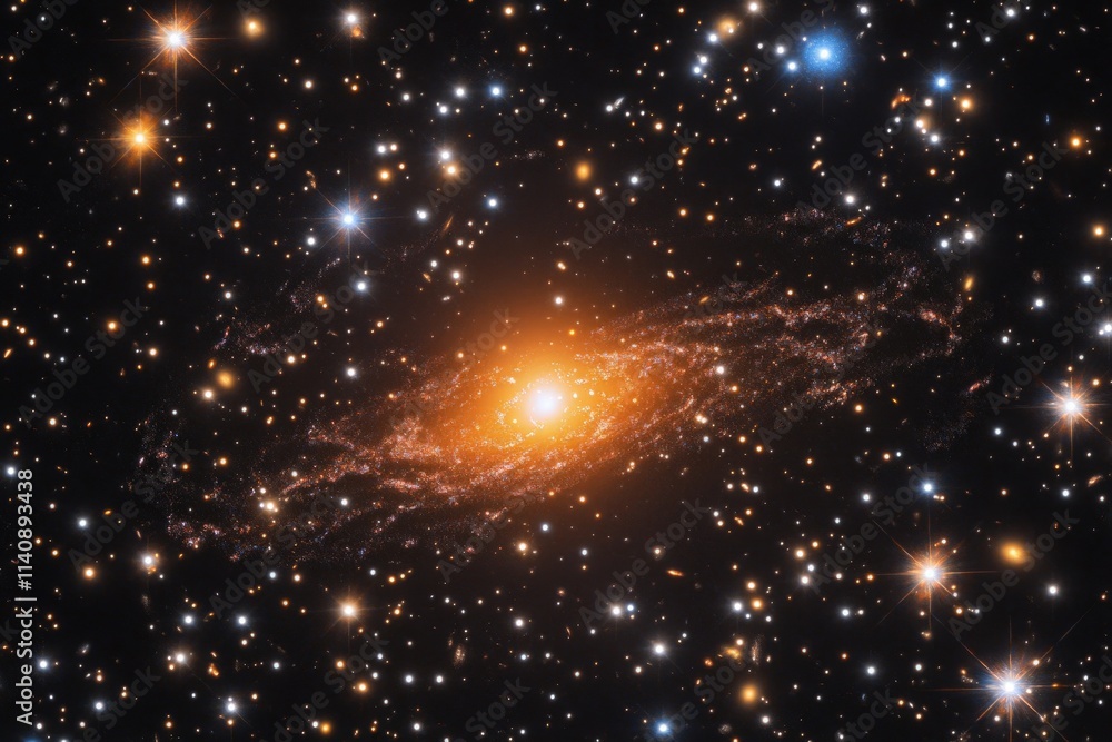 Aufkleber an awe-inspiring image of a galaxy illuminated by vibrant colors, showcasing stars and cosmic dust, 