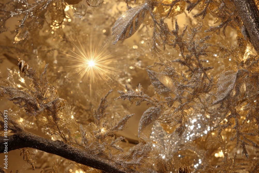 Aufkleber this enchanting image features a beautifully decorated scene filled with sparkling golden elements t