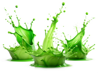 Set of green paint splash isolated on white background as transparent. PNG.AI GENERATED