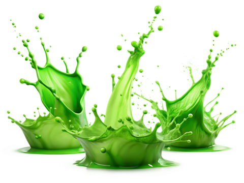 Set of green paint splash isolated on white background as transparent. PNG.AI GENERATED - Powered by Adobe
