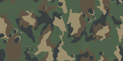 Woodland hunting camouflage seamless pattern. Camouflage background. Camo repeat pattern © Rashid