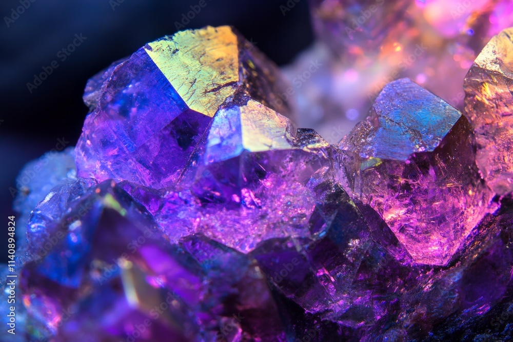 Poster a stunning collection of colorful crystals reflecting brilliant light patterns creates a mesmerizing
