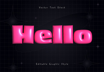 Pink Glossy Inflated Balloon 3D Shiny Text Effect