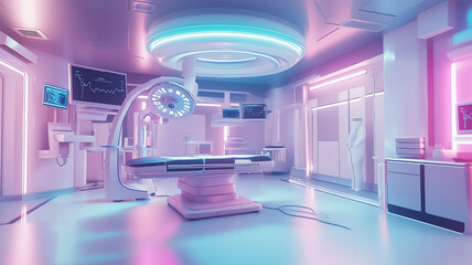 Modern operating room with modern medical equipment. Generative AI