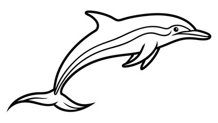 Dolphin in continuous line art drawing style. Dolphin leaping above the water black linear sketch on white background
