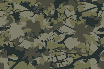 Abstract hunting camouflage, seamless texture, military camouflage pattern, Army or hunting dark khaki green camo clothes. Camouflage wallpaper