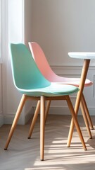 Molded Recycled Plastic Furniture in Pastel Aesthetics displayed in a minimalist outdoor setup with soft pastel lighting and clean lines.