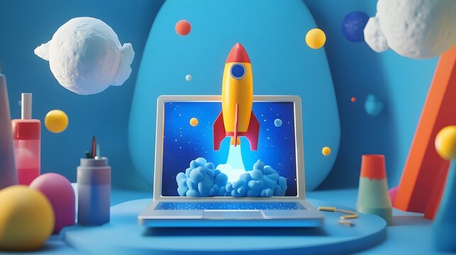Rocket Launch from Laptop Screen