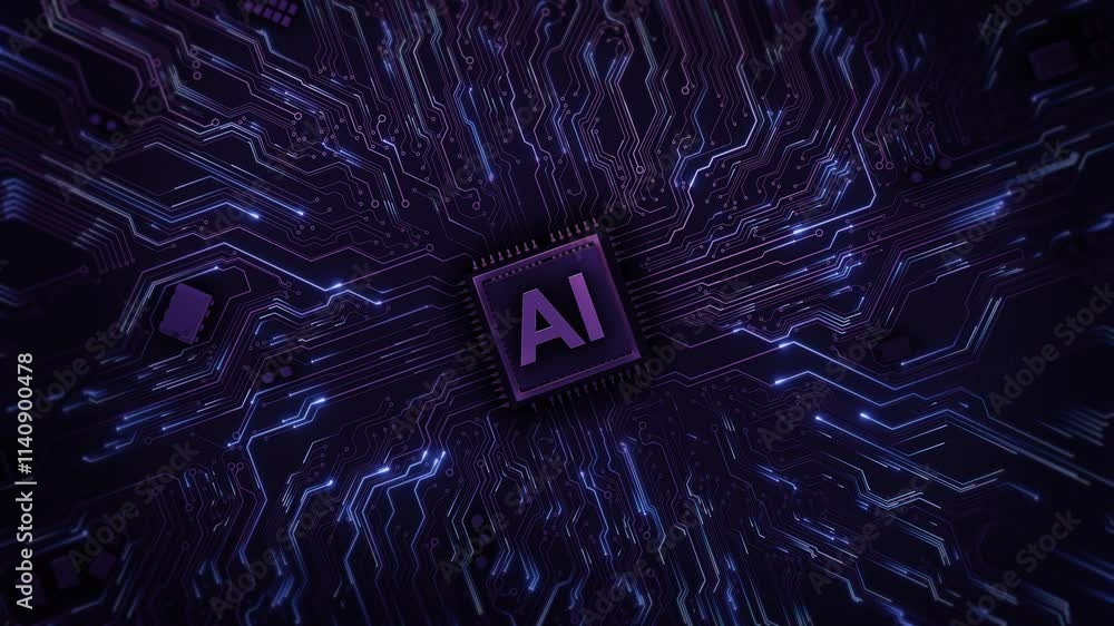 Poster ai learning and artificial intelligence business, modern technology, internet networking concept. ai