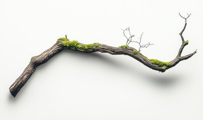 A tree branch with moss growing on it