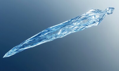 A long, thin, clear object is floating in the air