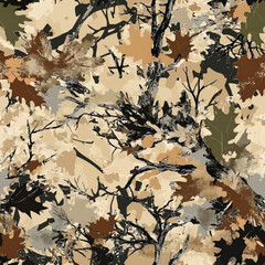 Hunting camouflage with trees for hunting and military. Hunting camouflage seamless pattern design. Hunting camo pattern