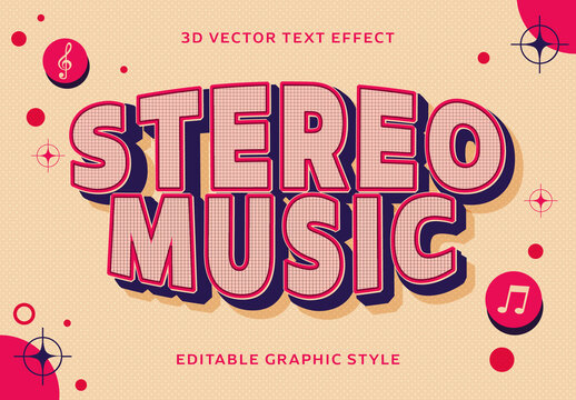 Red and Beige Retro Font Curved 3D Text Effect