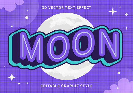 Purple and Blue Cartoon Space Night Cute 3D Bold Text Effect