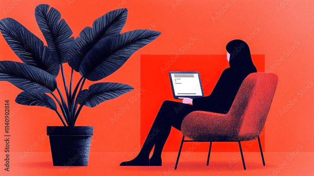 Poster a person navigating a website with a cyber interface featuring large fonts and high-contrast mode.