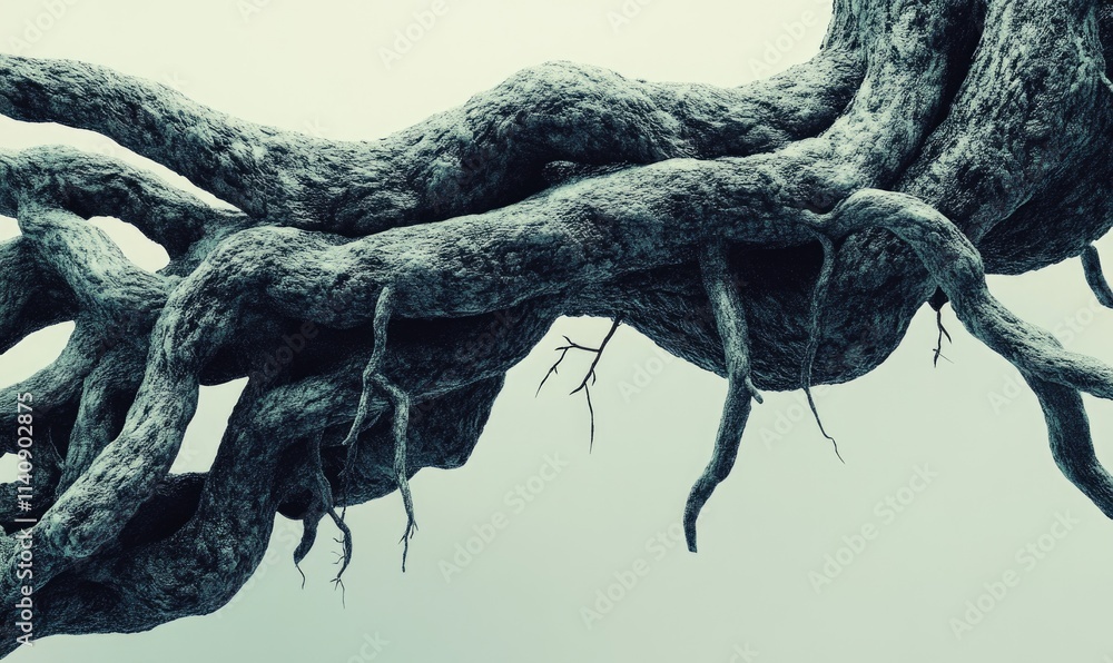 Poster a tree with a large trunk and many branches