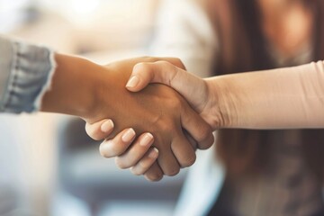 Meeting New Person. Business People Handshake in Celebration of Recruitment at Office