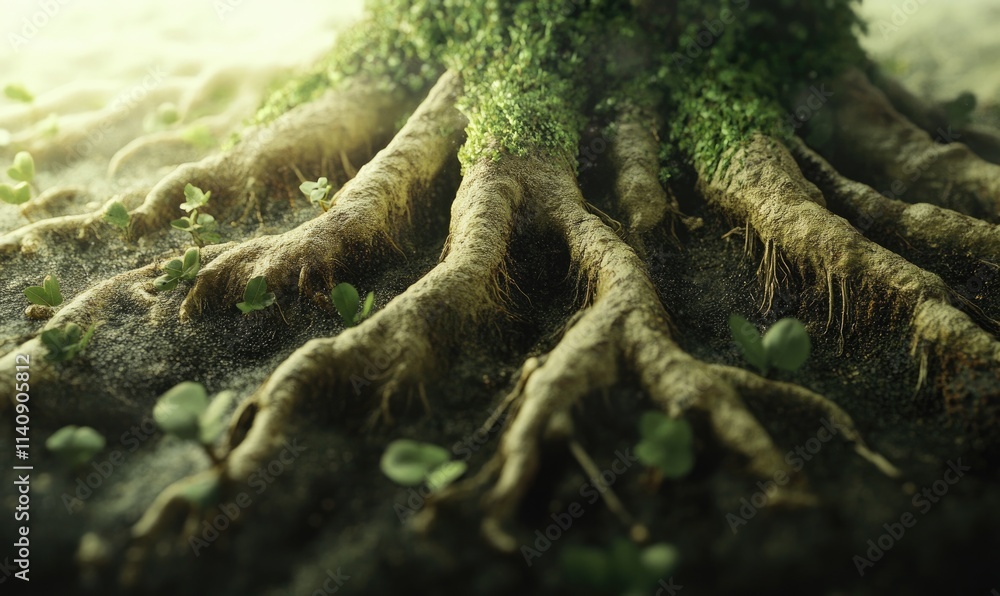 Poster a tree root is shown in a close up