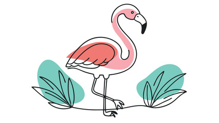 flamingo line art vector