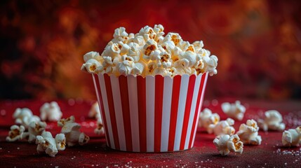 A bowl of popcorn on a textured background, perfect for movie nights.