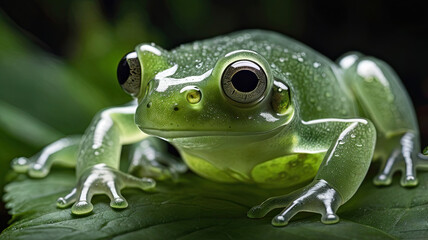macro close up green frog