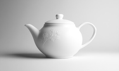 A white tea pot with flowers on it