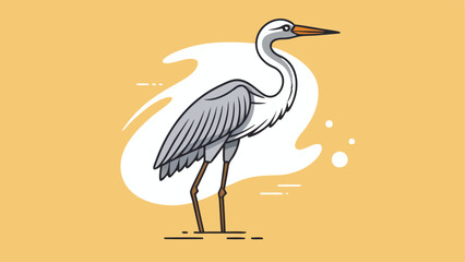 Heron, continuous line drawing, small tattoo, print for clothes and logo design, emblem or logo design