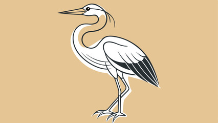 Heron, continuous line drawing, small tattoo, print for clothes and logo design, emblem or logo design