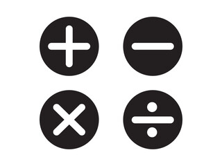 Calculator key icon. Plus, minus, and other calculator icon, Addition, subtraction. Mathematical symbols icon. Math symbols icon set. isolated on white background. 