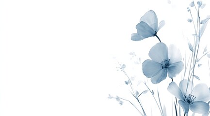 Elegant blue floral arrangement on white background