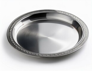 silver tray on white background