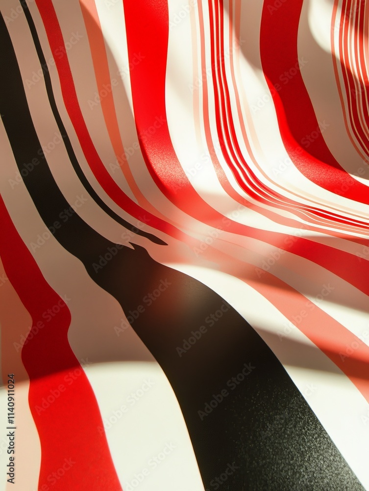 Aufkleber a beautifully composed abstract image featuring flowing stripes in red, black, and white colors, cre