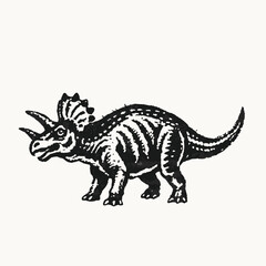Triceratops dinosaur vector illustration in cartoon style. Black silhouette Vector illustration