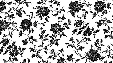 Fototapeta premium French toile floral line art pattern on a white, abstract floral background. generative ai content. floral pattern. illustration. Floral. Illustration