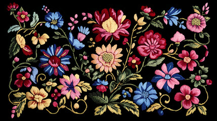 Jacobean embroidery pattern a floral and vine embroidery pattern popular in century england.,. Floral. Illustration