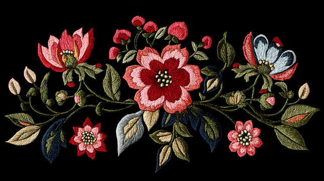 Jacobean embroidery pattern a floral and vine embroidery pattern popular in century england.,. Floral. Illustration